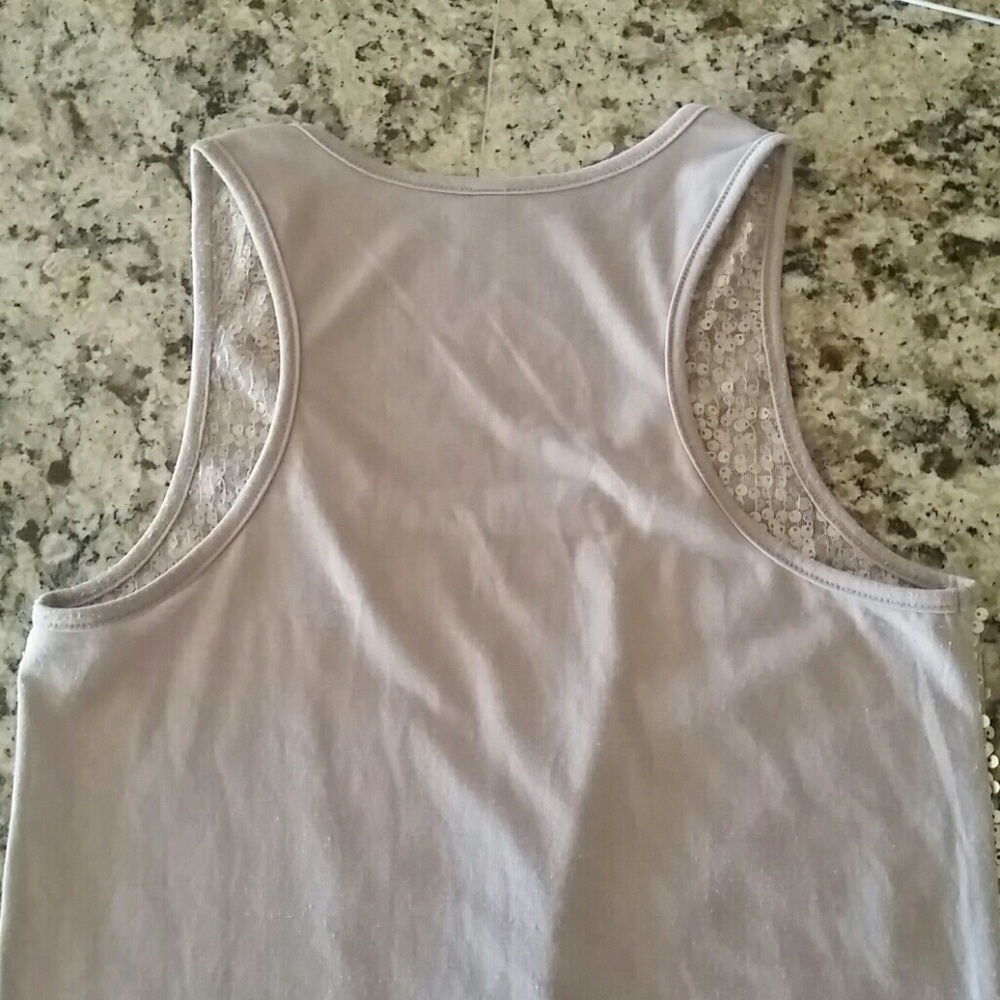 Sheer mesh and sequin front tank top. - Picture 3 of 4